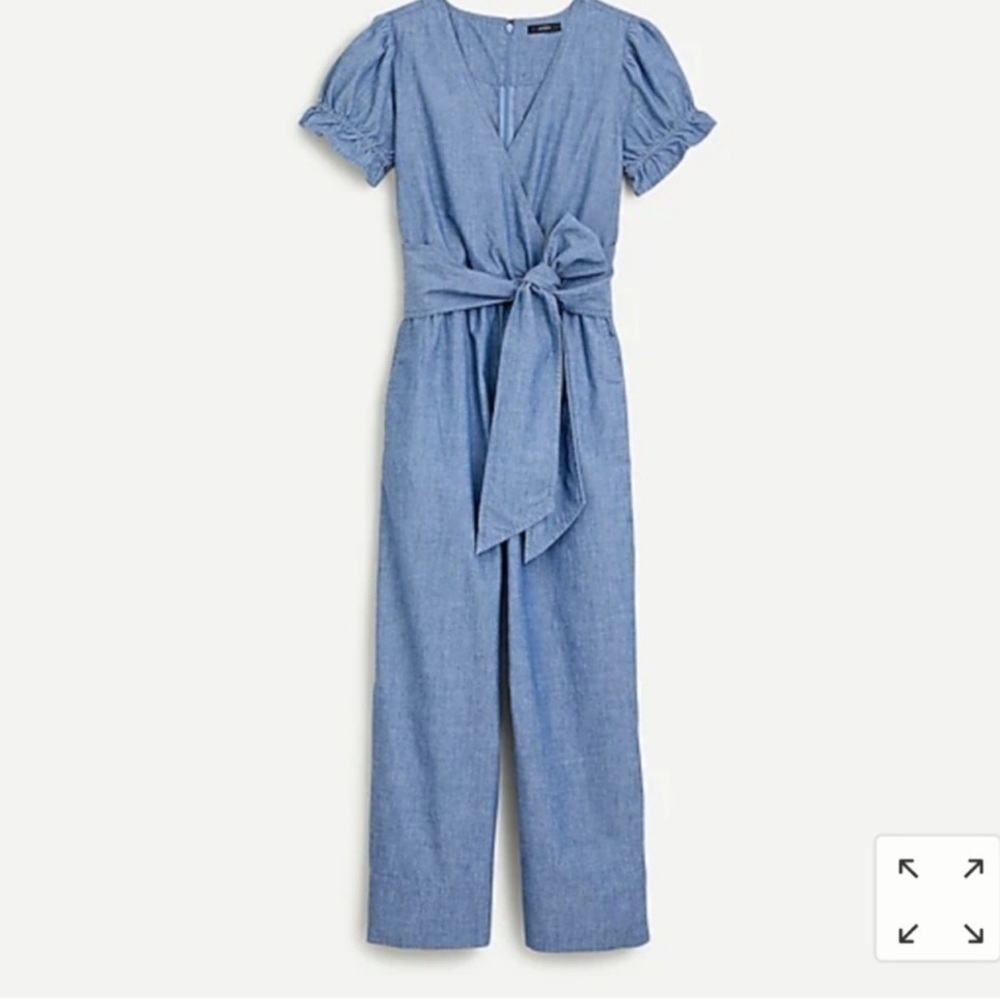 J. Crew Chambray Jumpsuit with Tie Waist